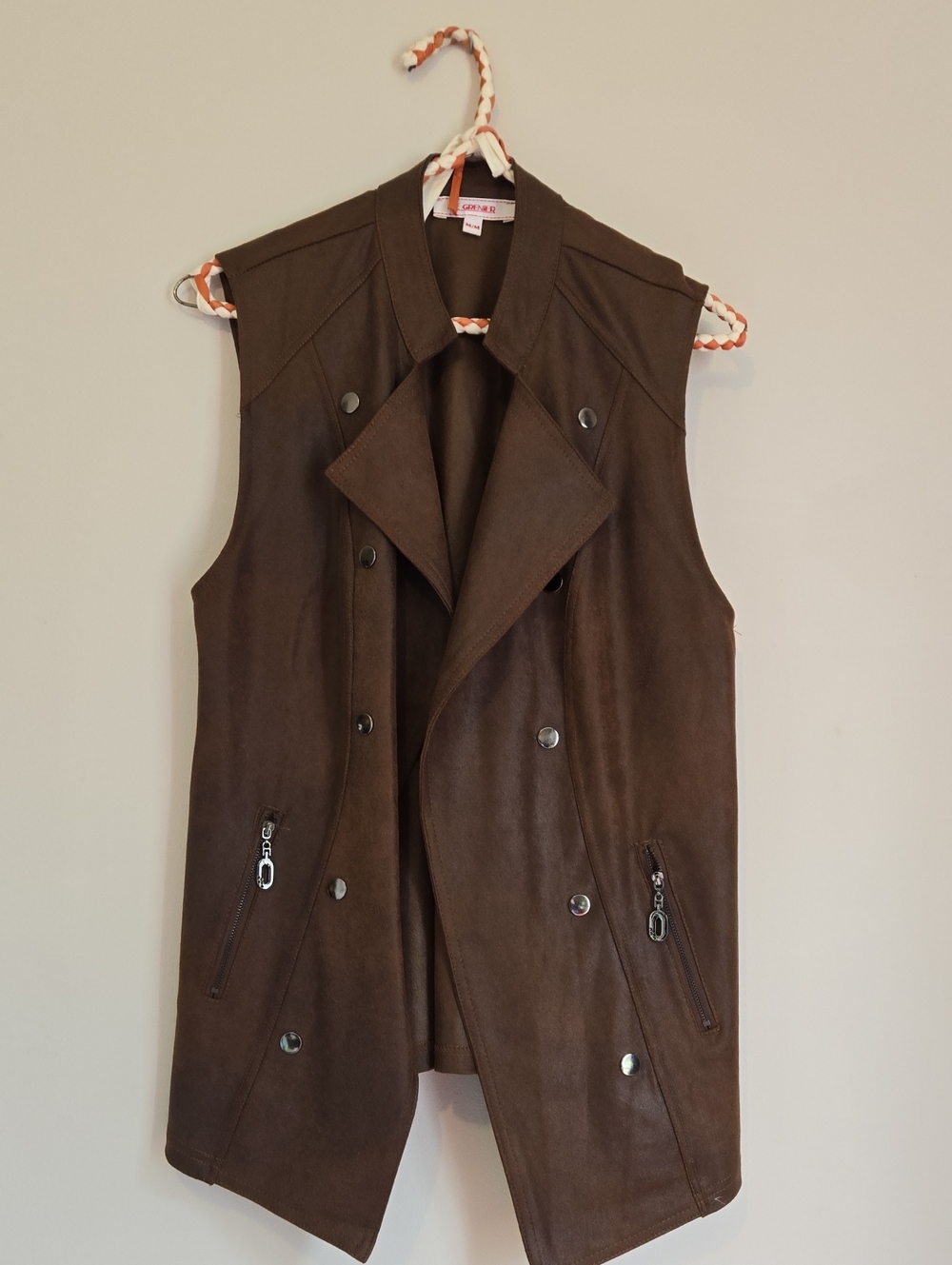 Faux Suede Brown Tunic Vest Western Style Medium Boho Festival